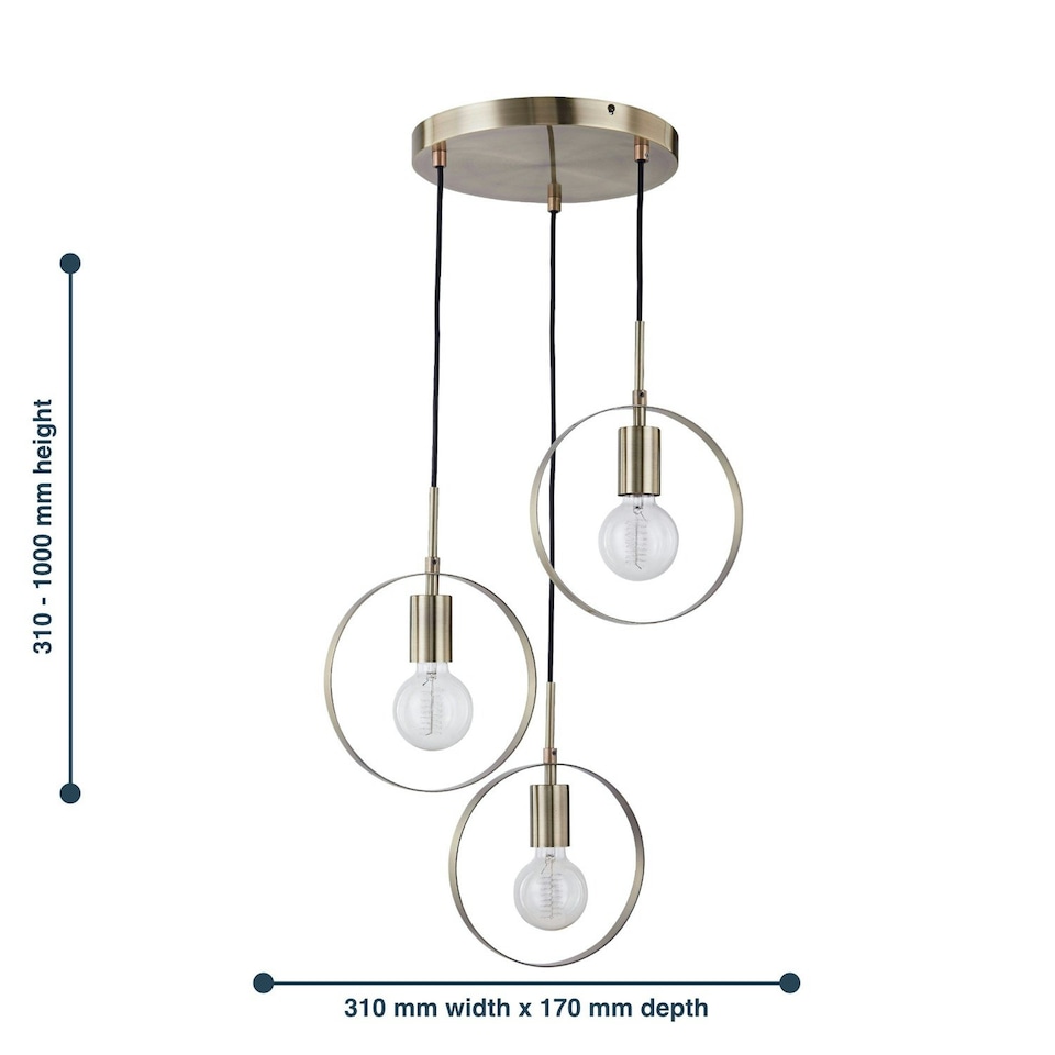 image 1 of First Choice Lighting Hailey Brushed Gold Cluster 3 Light Gold