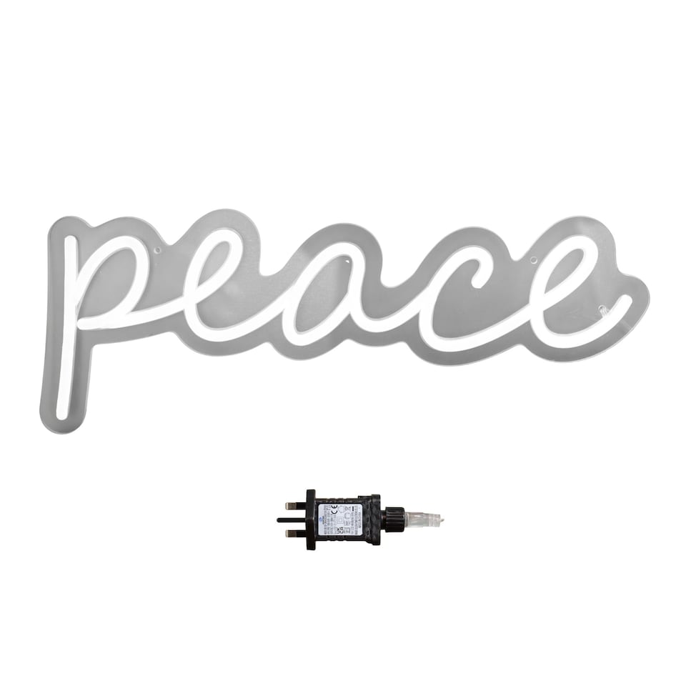image 1 of 40cm Light up Neon Effect Peace Decorative Sign with 145 White LEDs