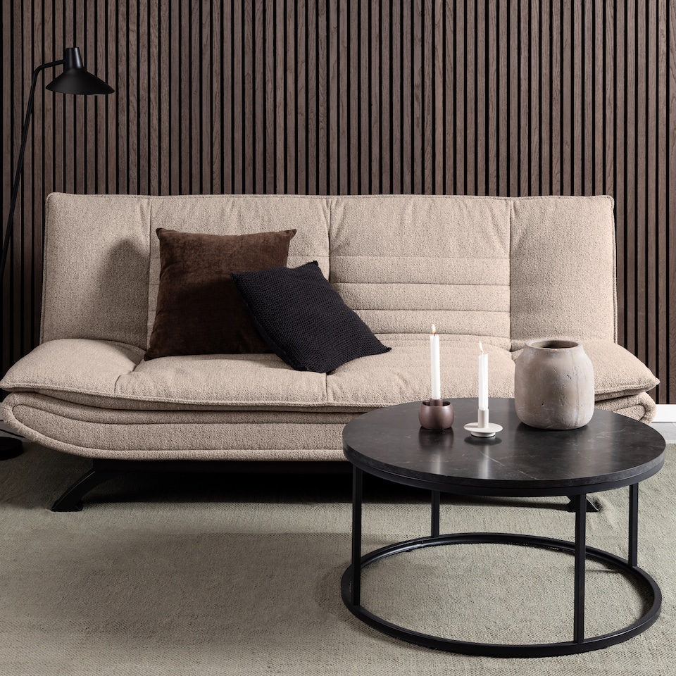image 1 of Spiro Coffee Table with Black Marble Melamine Top & Black Legs