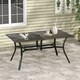 image 2 of Outsunny Garden Table with Parasol Hole for Patio, Deck, Brown