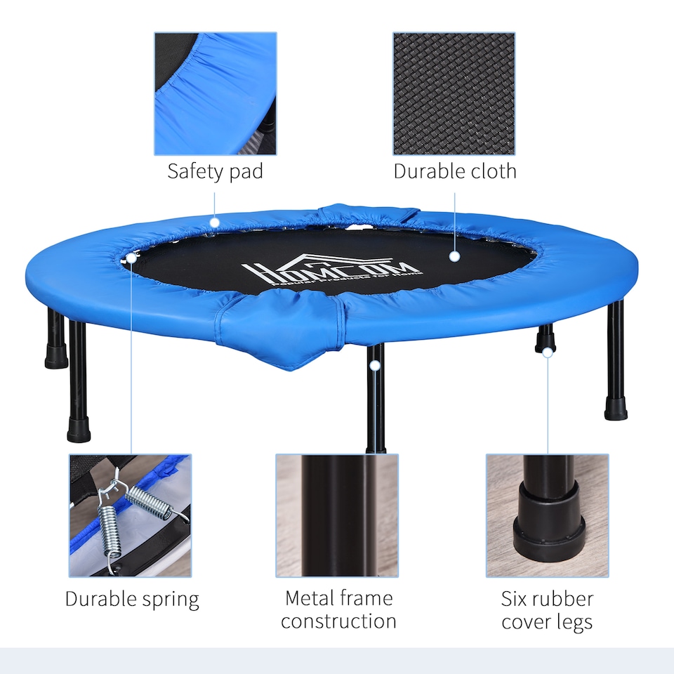 image 1 of HOMCOM Dia. 96cm Fitness Trampoline Exercise, Max Load 100 KG, Blue Black
