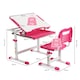 image 1 of COSTWAY Height Adjustable Kids Study Table and Chair Set with Tilting Tabletop-Pink