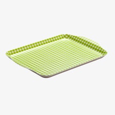 Zeal Melamine Small Serving Tray, Gingham Pattern, 25 x 19cm, Lime Green