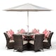 image 2 of Arizona Round 8 Seater Rattan Dining Set with Ice Bucket Drinks Cooler | Brown | Brown