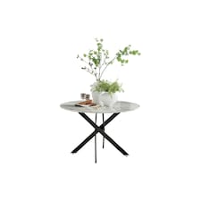 Furniturebox Novara 120cm White Marble Effect Black Leg Table