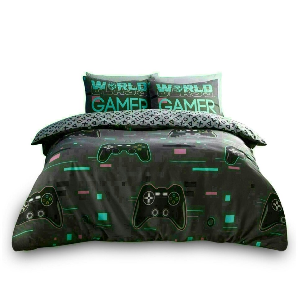 image 1 of World Class Gamer Printed Duvet Cover Set Reversible Polycotton Beddings Multi | Single