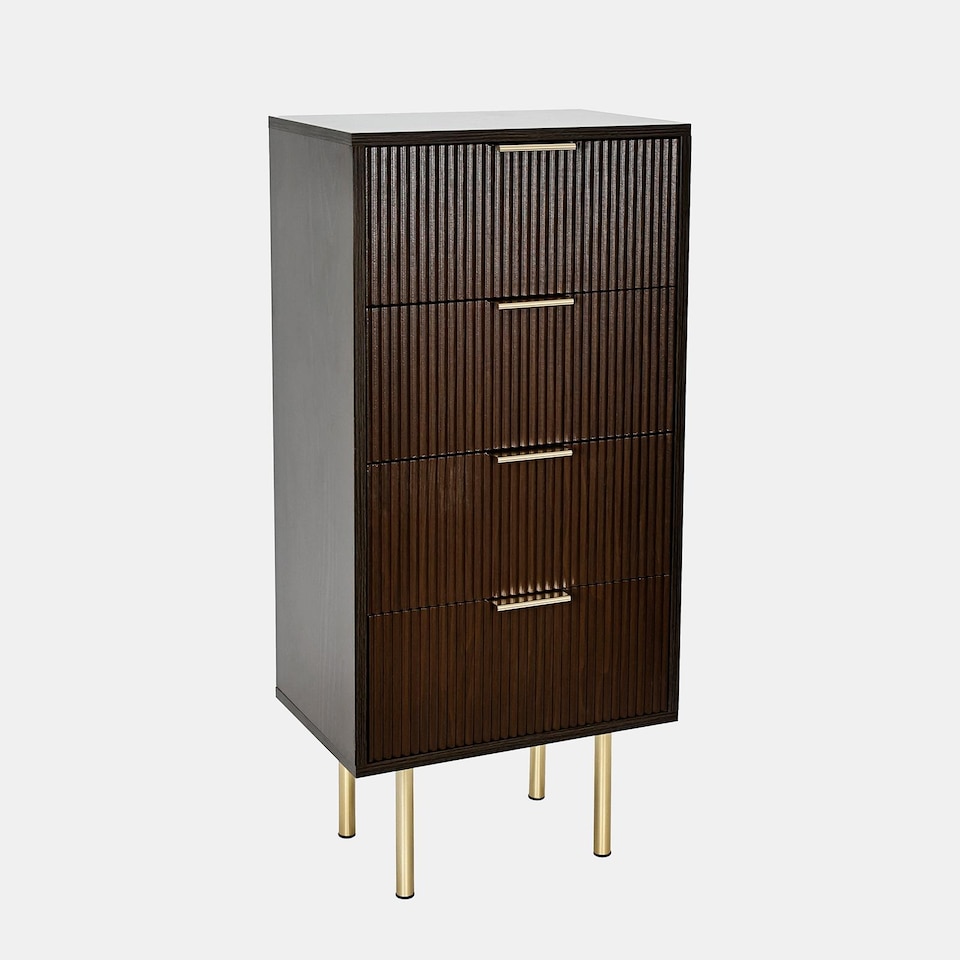 image 1 of OHS Ribbed 4-Drawer Unit Engineered Wood Cabinet Storage