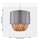 image 7 of Grey Faux Silk & Copper Jewelled Ceiling Light Shade | Grey | Copper | Medium | 1