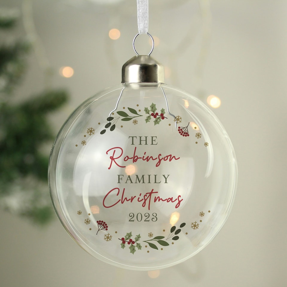 image 1 of Personalised Christmas Glass Bauble
