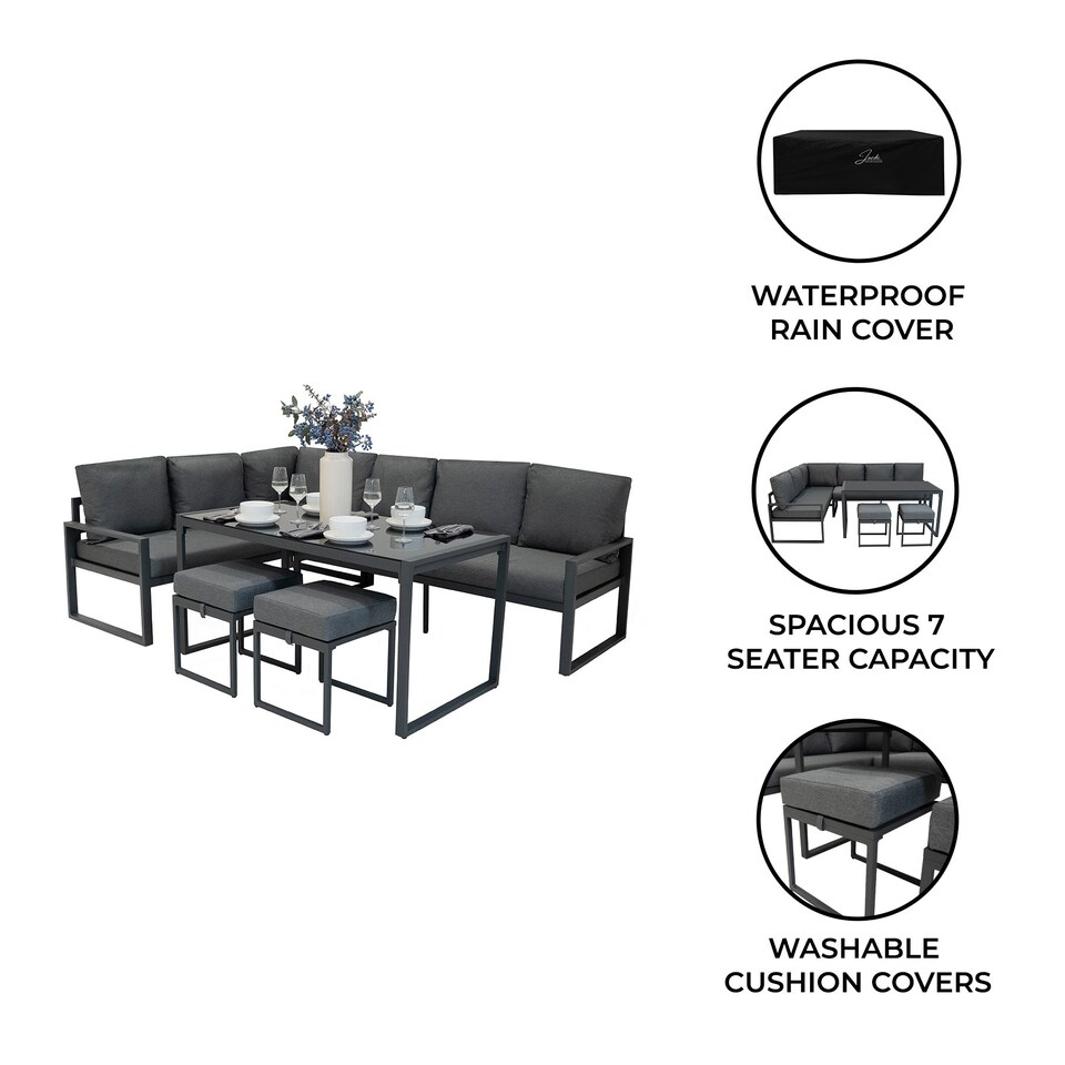 image 1 of Aluminium Corner Sofa Set - Anthracite Grey