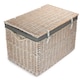 image 3 of Large White Wash Storage Hamper With Grey Lining Wicker Basket | Grey | Grey