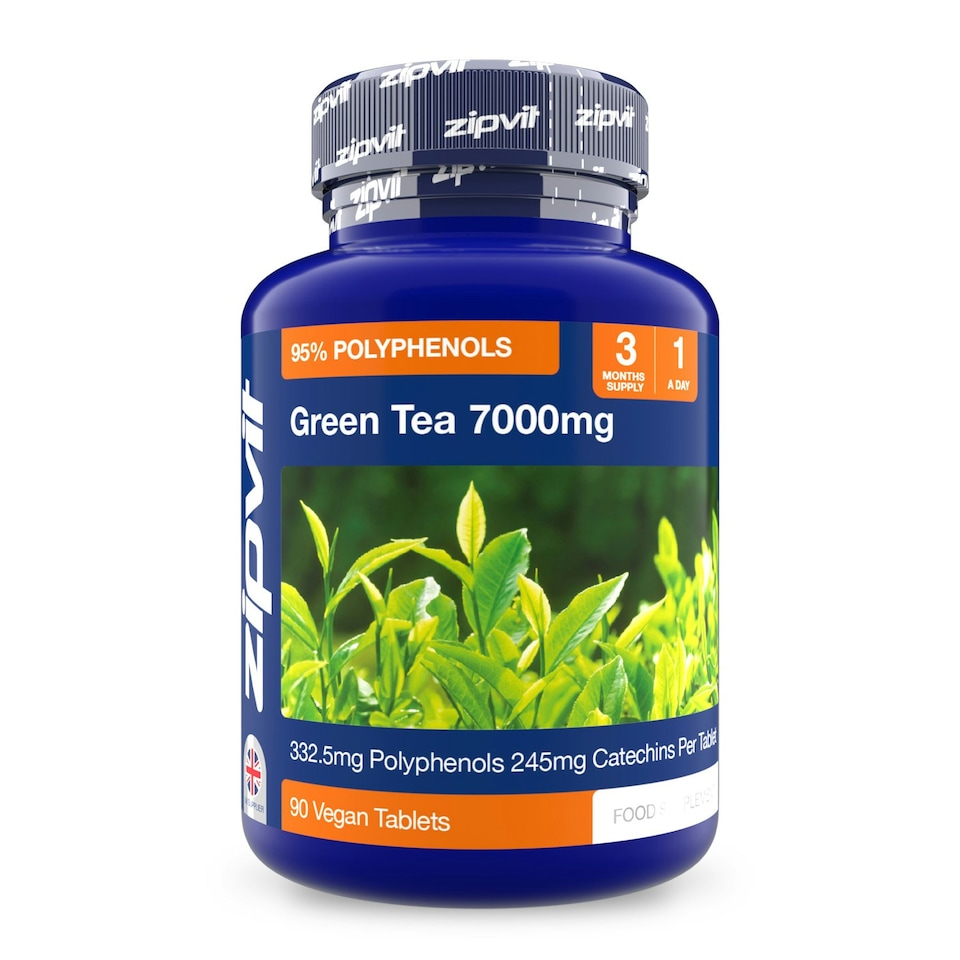 image 1 of Zipvit Green Tea 7000mg, High Antioxidant Support with 95% Polyphenols, 90 Vegan Tablets, 3-Month Supply