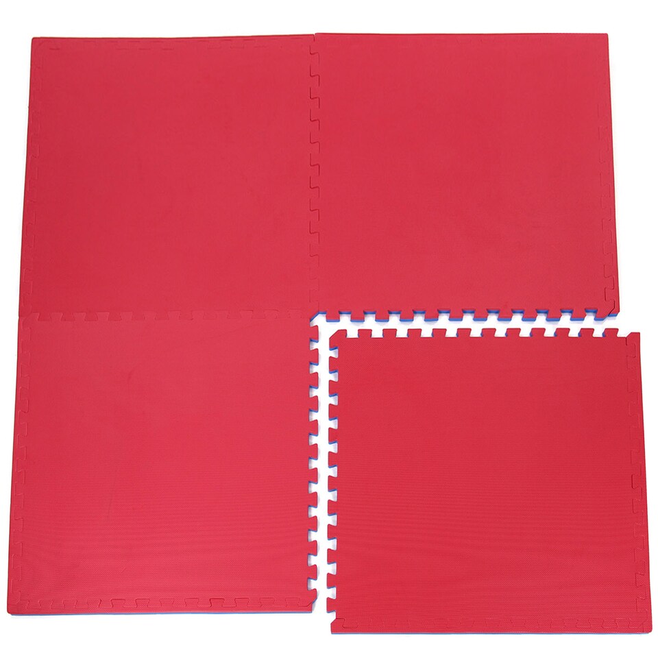 image 1 of Interlocking Foam Exercise Mat – Red/Blue Reversible – 1m x 1m – 20mm Thickness