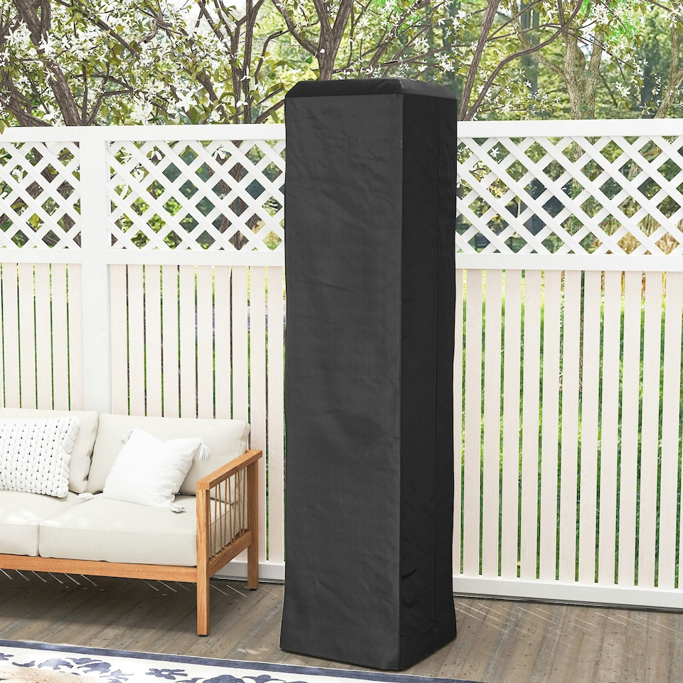 image 1 of Outsunny Heavy Duty Gas Pyramid Outdoor Patio Heater Cover, Black | Black | Black