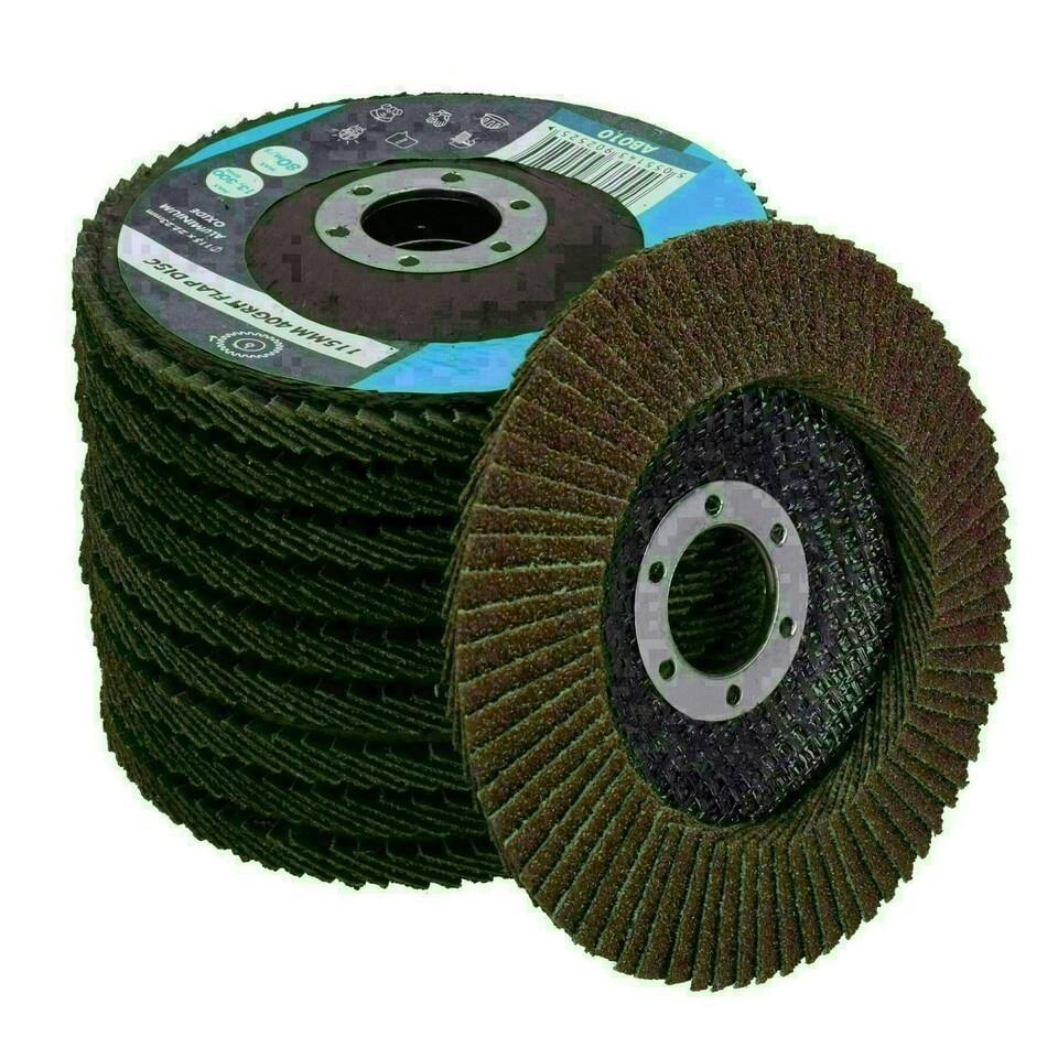 image 1 of 10 x Flap Discs 40 Grit Angle Grinder 4.5" (115mm) Flat Sanding Grinding TE230
