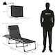 image 7 of Outsunny Folding Beach Chair Chaise Lounge 4 Adjustable Positions, Black