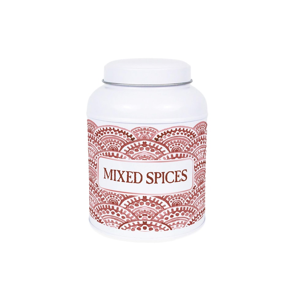 image 1 of Painted Scales Mixed Spices Canister - Small Domed Lid Kitchen Storage Jar