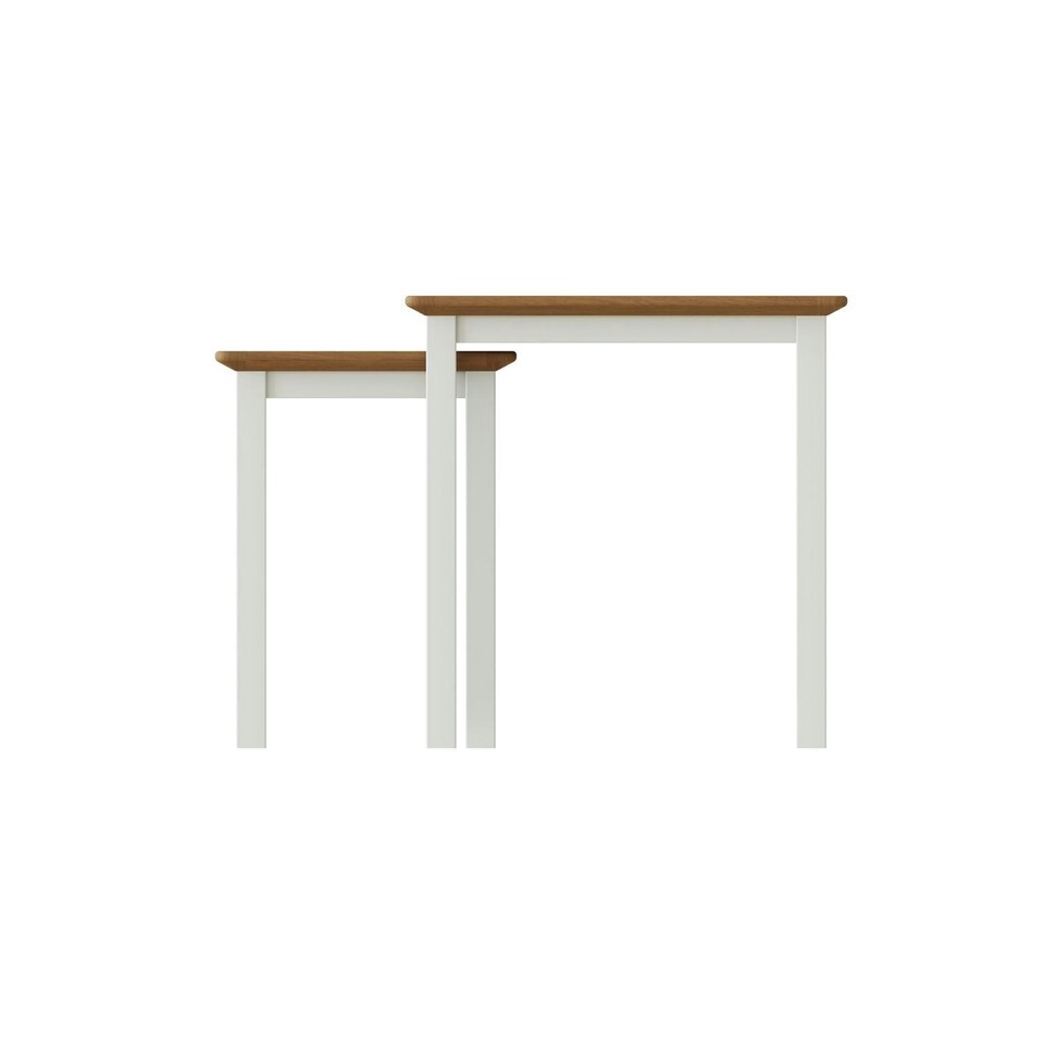 image 1 of Taberno Oak Nest Of 2 Tables Linen White White