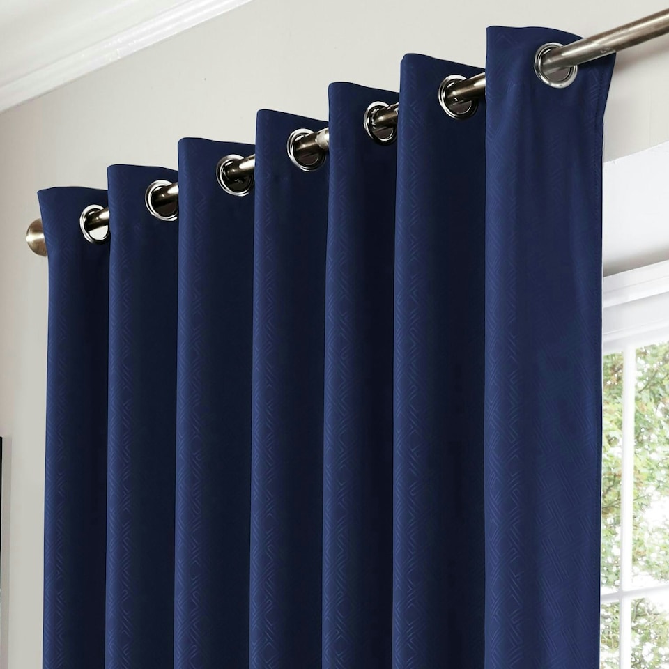 image 1 of Diamo Blackout Ring Top Eyelet Curtains - 168cm x 229cm - Blue