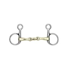 Shires Lozenge Horse Hanging Cheek Snaffle Bit - Brass/Silver - 5in