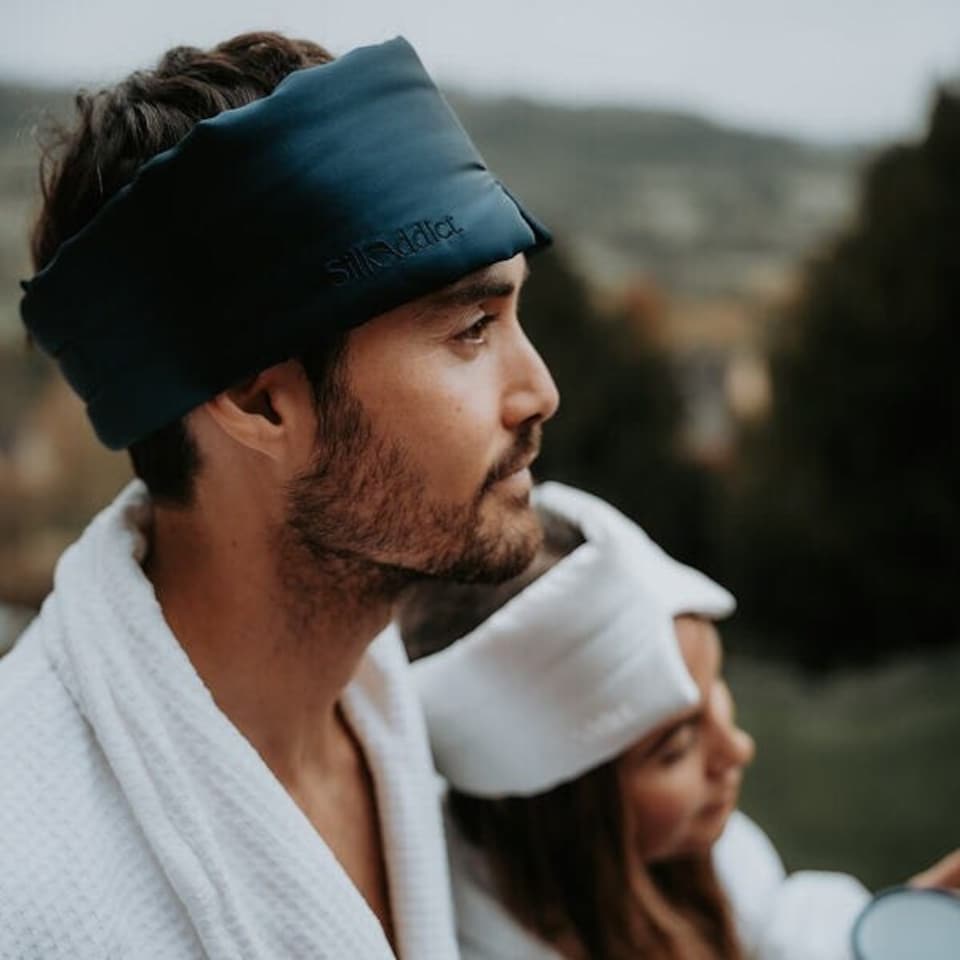 image 1 of Silk Addict 100% Mulberry Silk Sleep Mask – Navy | Blue | 1