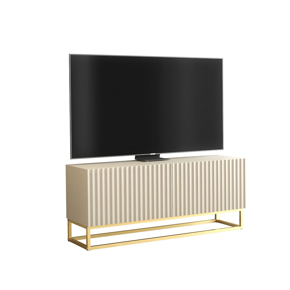 image 1 of TV Unit TV Stand Cashmere Gold Fluted Sideboard Media Console Storage Cabinet 100cm