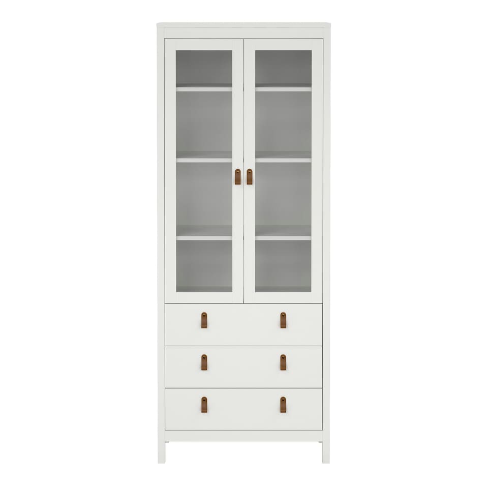 image 1 of Barcelona China Cabinet 2 Glass Doors with 3 Drawers in White