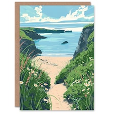 Barafundle Bay Seaside Spring Flowers Wales Him Her Birthday Card