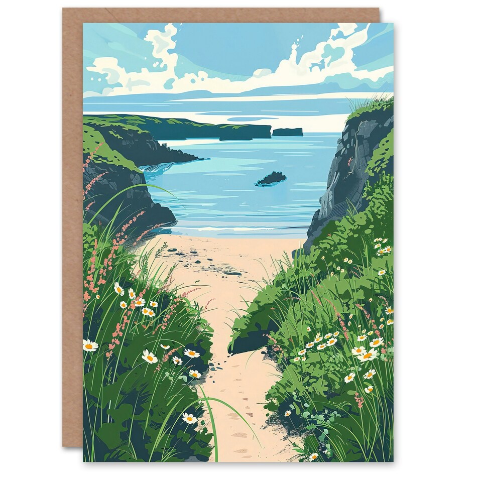 image 1 of Barafundle Bay Seaside Spring Flowers Wales Him Her Birthday Card