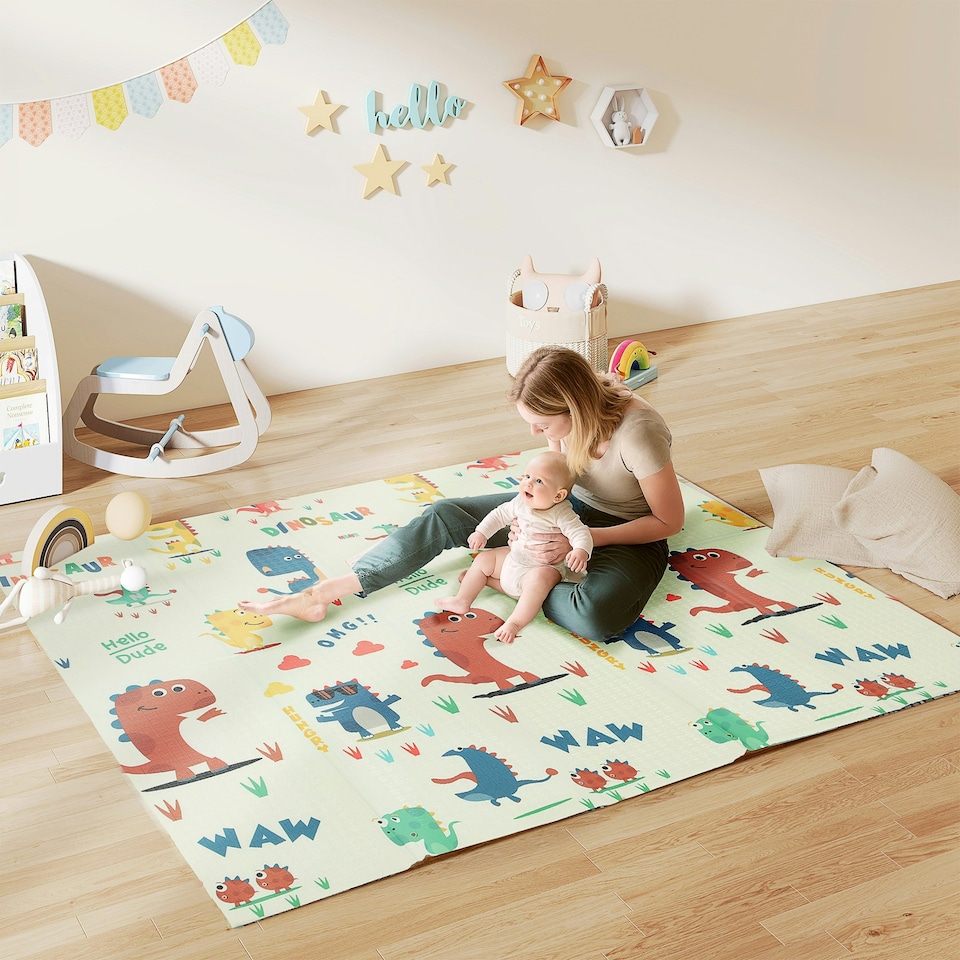 image 1 of AIYAPLAY Baby Play Mat, Foldable Activity Playmat, Dinosaur Theme