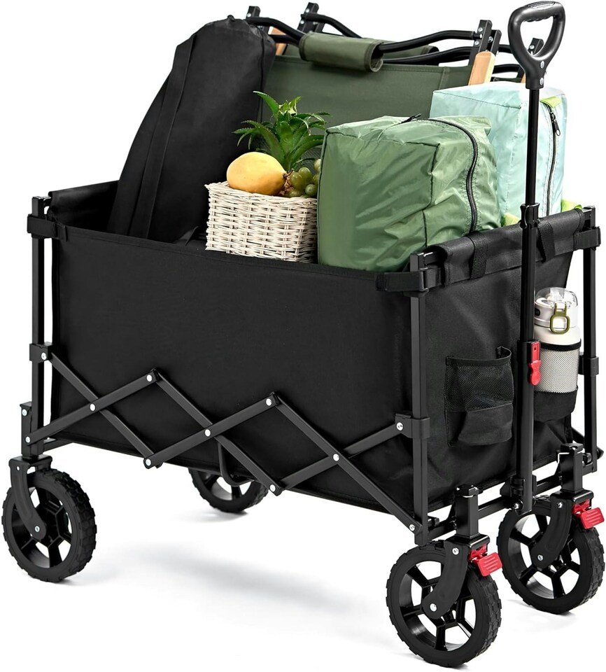 image 1 of Heavy Duty Folding Hand Cart Garden Wagon Trolley Festival Camping Beach