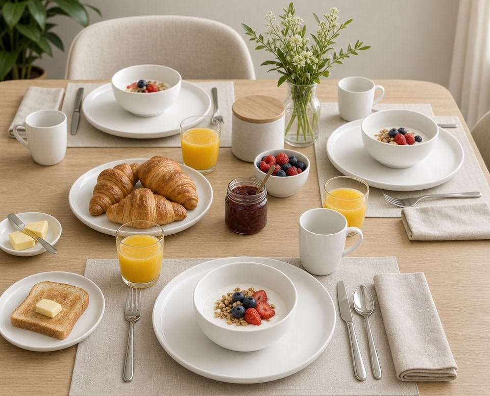 image 1 of Waterside 12pc White Porcelain Lipped Dinner Set