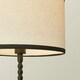 image 2 of ValueLights Maeve Natural Linen Black Trim Drum Shade Matte Black Bobbin Table Lamp and Bulb | Black