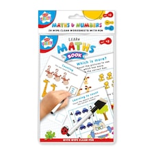 A5 20 Wipe Clean Maths and Numbers Worksheets with Pen