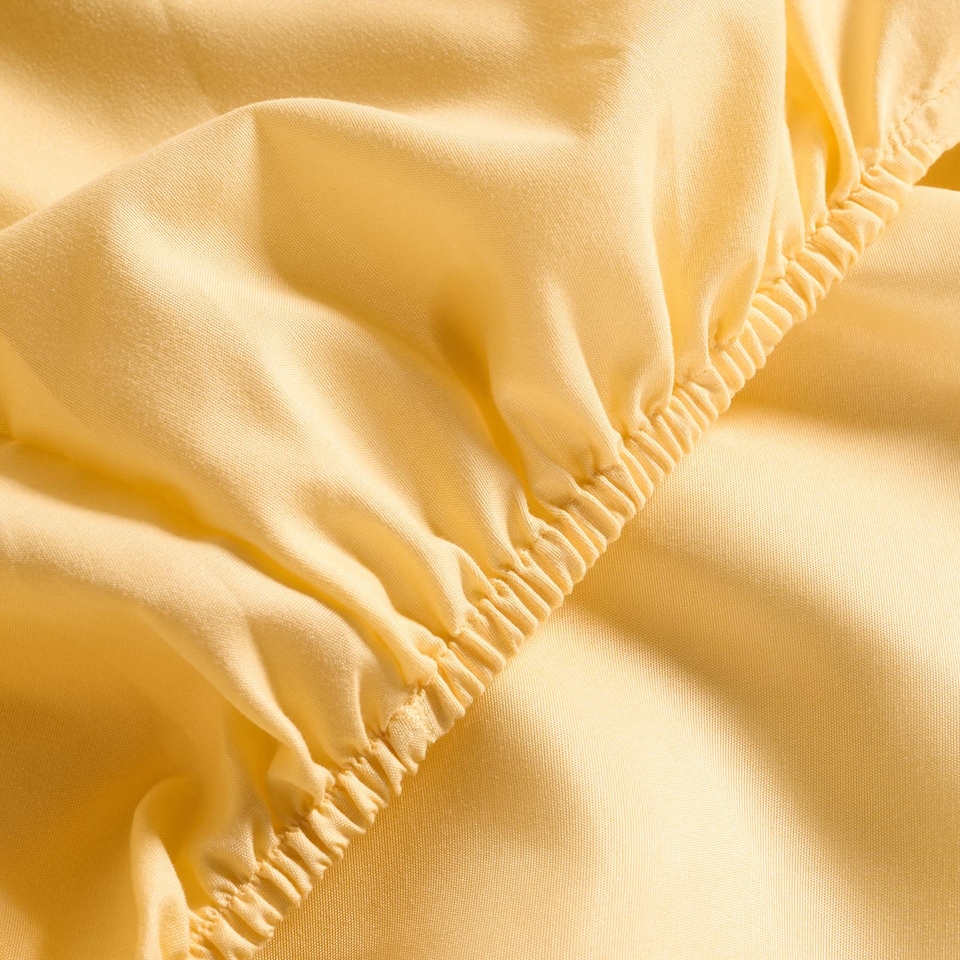 image 1 of OHS Ultra Soft Microfibre Plain Fitted Bed Sheet | Yellow | Lemon | Double