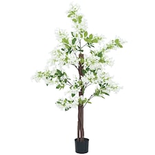 HOMCOM Decorative Artificial Plants Honeysuckle Flower Fake Plants with Curved Boots for Home Indoor Decor, 150cm, White