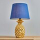 image 3 of ValueLights Pair Of Contemporary Pineapple Design Gold Effect Table Lamps With Navy Shades