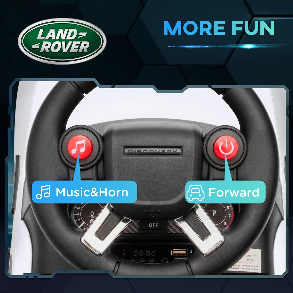 image 1 of AIYAPLAY Land Rover Licensed Kids Ride On Car, Sliding Car, White