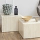 image 4 of Dice Square Coffee Table Set in Light Travertine Effect