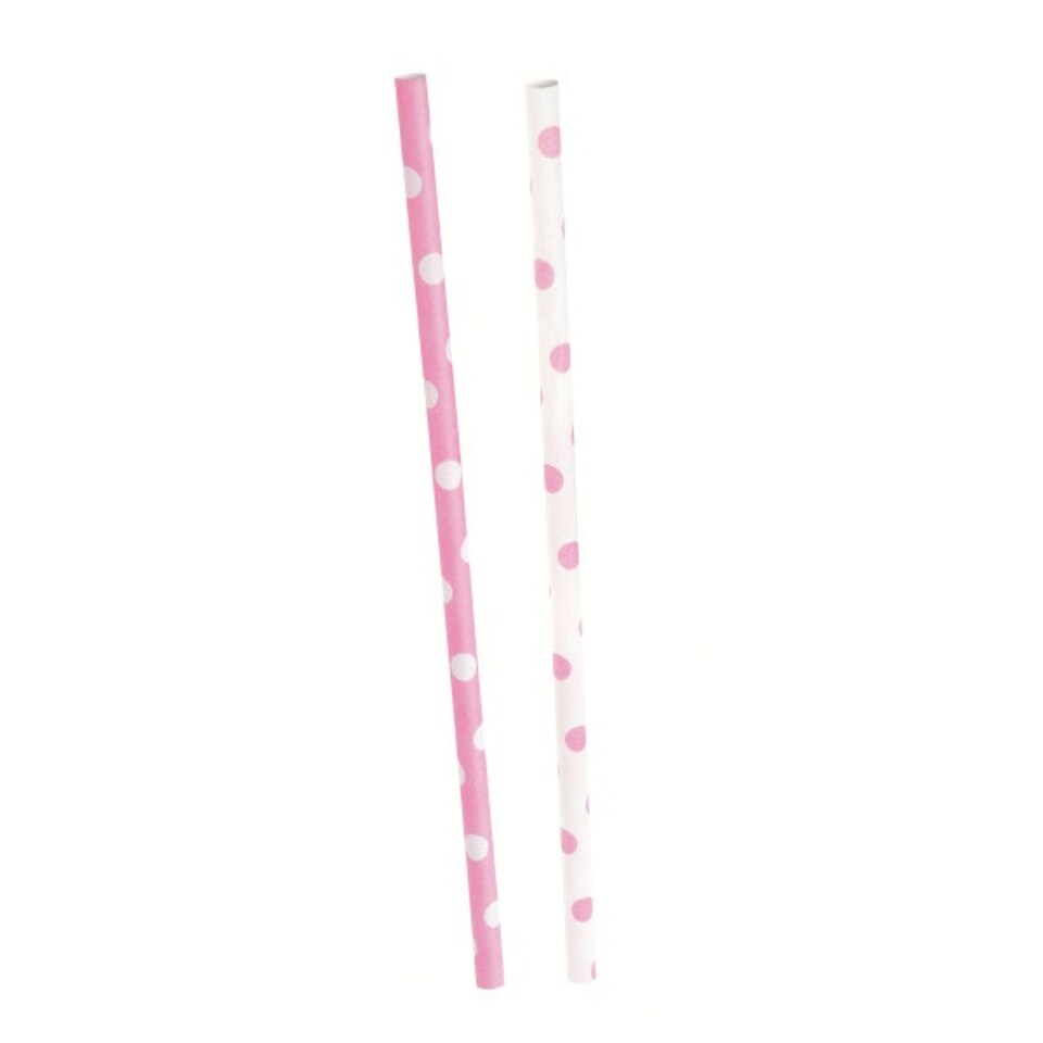 image 1 of Pack of 10 Lovely Pink Dots Paper Straws