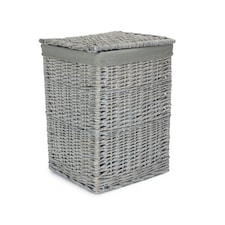 Small Grey Wash Square Laundry Basket with Grey Sage Lining | Grey | Grey | Small