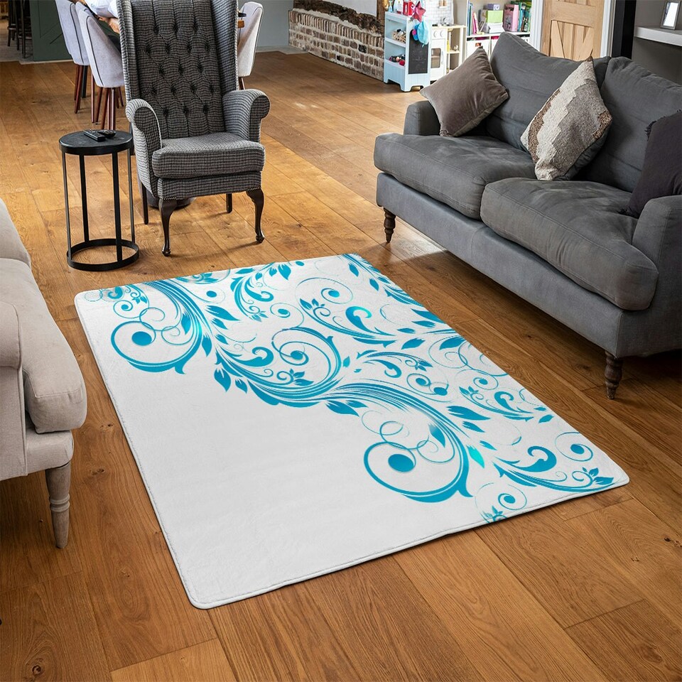image 1 of Swirls (Rug) Blue | Large: 140x200cm