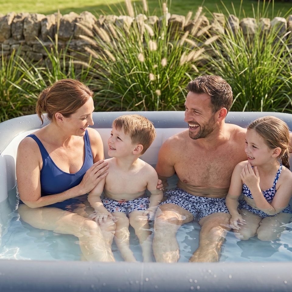 image 1 of Wave Pacific 6 Person Inflatable Hot Tub, EnergySave Bundle, Dark Grey