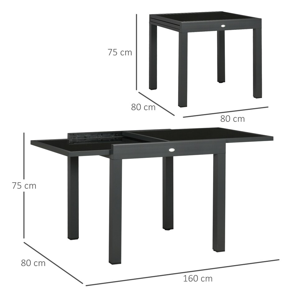 image 1 of Outsunny Extendable Outdoor Dining Table Patio Table with Frame