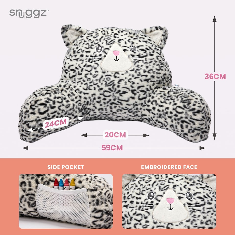 image 1 of Snuggz Cat Cuddle Cushion with Side Pocket with Carry Handle 3D Novelty Design Back Support Soft Cosy Bed Pillow - 59 x 36 x 34 cm