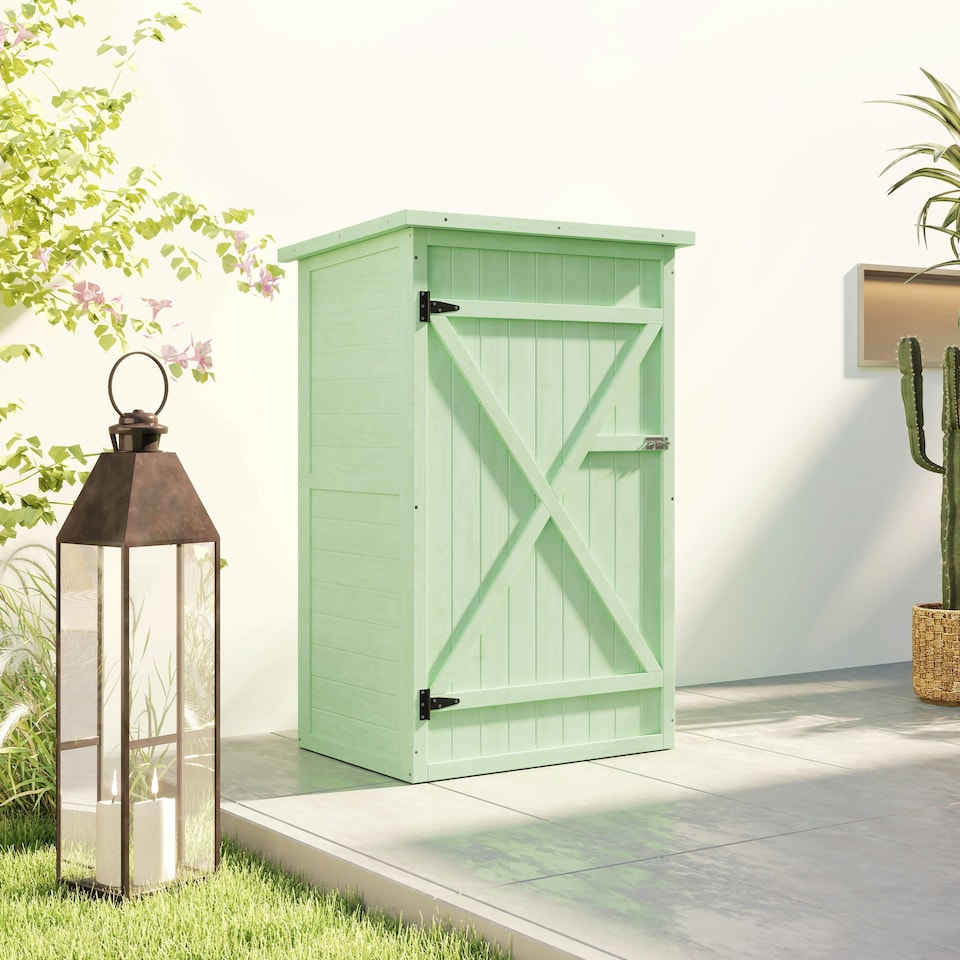 image 1 of Outsunny Garden Shed Outdoor Tool Storage w/ 2 Shelves 75 x 56 x115cm Green Green | Green