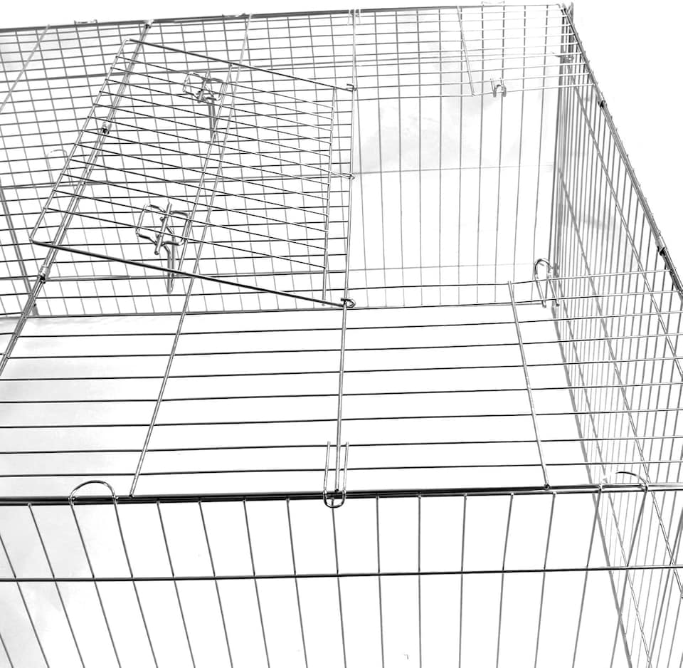 image 1 of Actiaspet - Small Metal Run for Rabbit/Guinea Pig/Chicken/Duck/Ferret/Dog/Cat Pet Enclosure with Roof Sunshade
