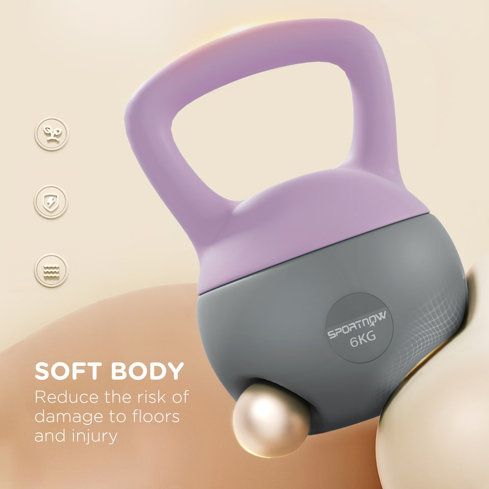 image 1 of SPORTNOW 8KG Kettlebell with Soft Body and Non-Slip Handle, Yellow and Grey | Purple | Purple and Grey