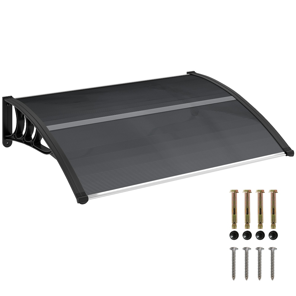 image 1 of Outsunny Door Canopy Awning Outdoor Window Rain Shelter for Door 100 x 75cm Black | Black