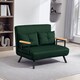 image 8 of HOMCOM 2 Seater Sofa Bed, Click Clack Convertible Bed Settee, Modern Velvet Feel Fabric Sofa Couch with 2 Tufted Cushions, Wood Armrests for Living Room, Bedroom, Guest Room, Green | Green | green | One Size